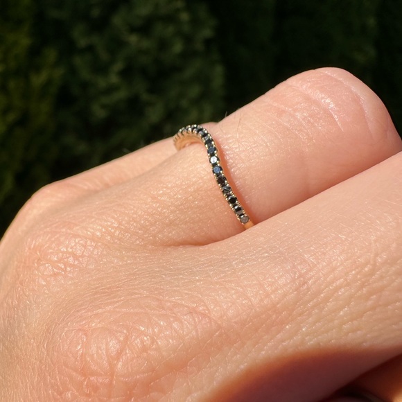 Marrow Fine 14k Gold and black diamond simple wave band - Picture 7 of 15